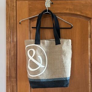 Mary & Martha Burlap Ampersand Lined Tote Bag